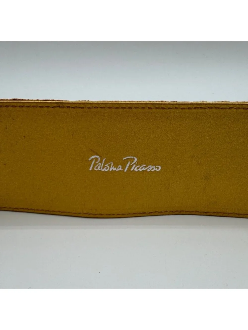 Vintage Paloma Picasso Italy Gold Woven Genuine Leather Wide Belt Size Large